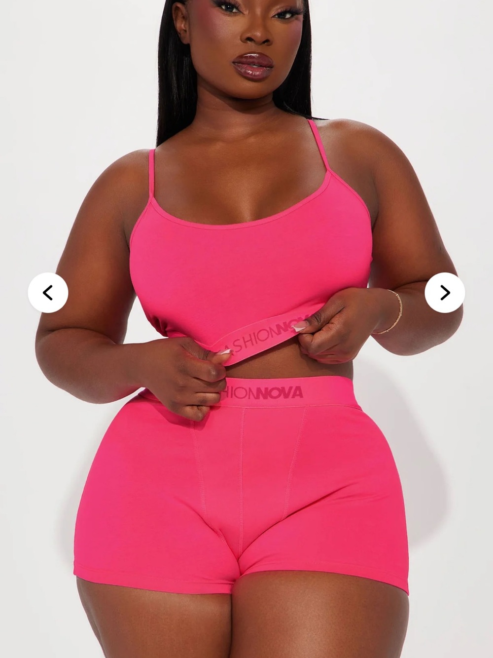 NWT Fashion Nova FN Mood Cami & Boxer Set Hot Pink